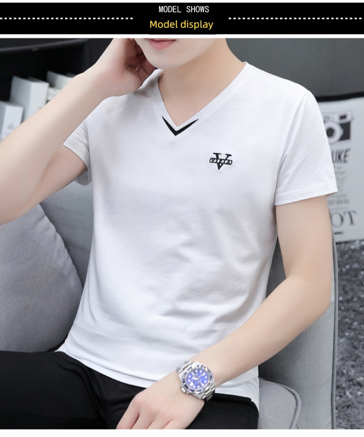 tide man pure cotton breathable V-neck Body Short sleeve T-shirt