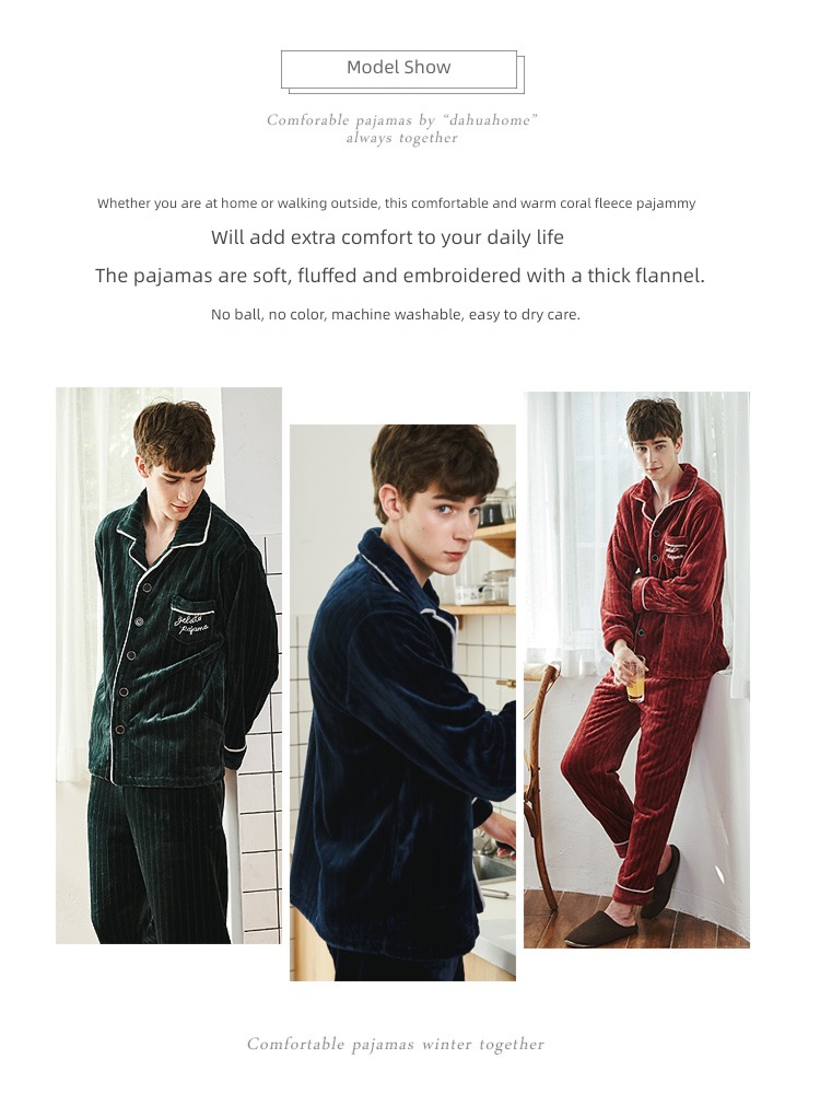 winter ma'am Flannel Long sleeve suit lovers pajamas