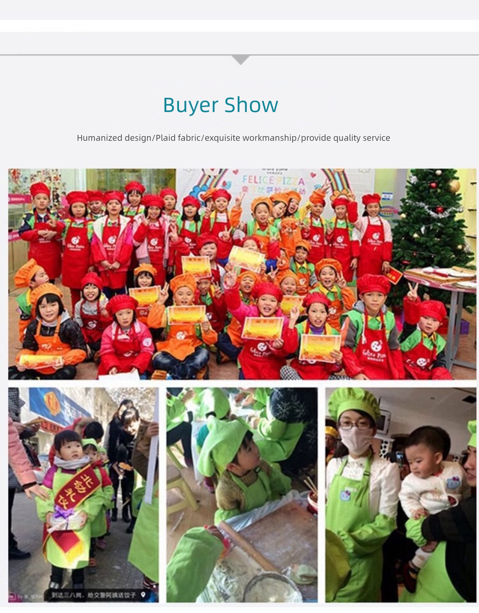 Kids Cotton Canvas Apron Sleeves Creative Apron Painting Apron Kids Chef Suit Chef Cap Printed Logo — 6