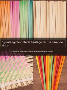 Bamboo Weaving DIY Material Kit Bamboo Strips Handmade Crafts for Kindergarten Bamboo Pieces in Natural Color and Gradie