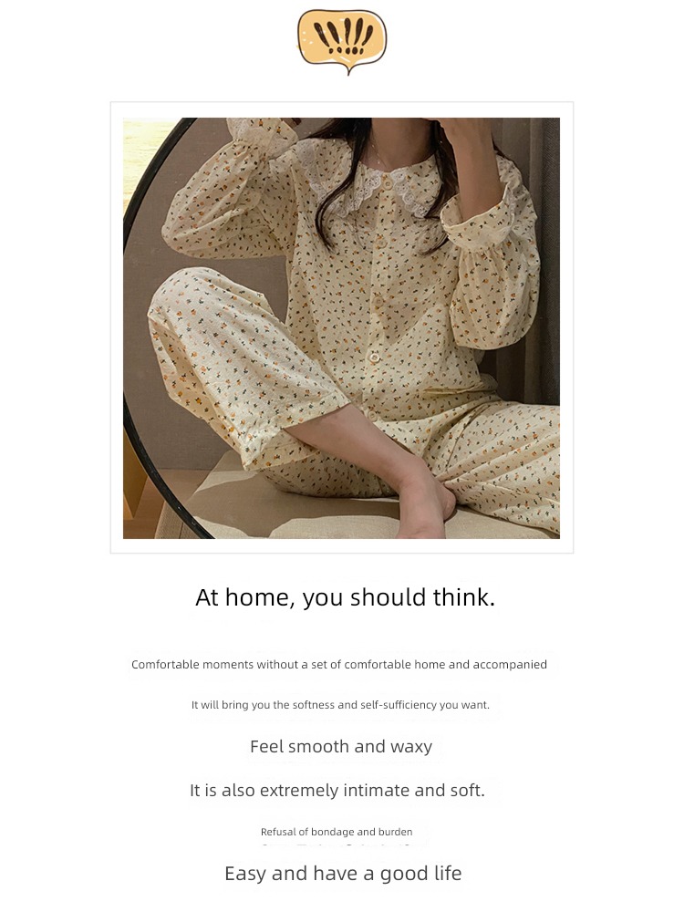 Sweet Net red wind pure cotton female summer Thin money pajamas