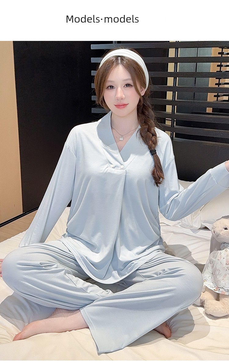 Modal Summer, Autumn, and Winter Maternity Wear with Chest Pads, Pure Cotton Postpartum October Maternity Nursing Pajamas and Loungewear — 20