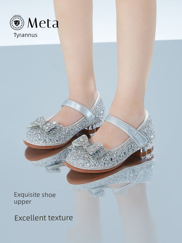 Tyrannis Meta Spring and Summer Kidsren's Shoes, Girls' Crystal Shoes, Kidsren's Performance Shoes, Soft-Soled Shiny Princess Shoes for Older Kidsren — 2