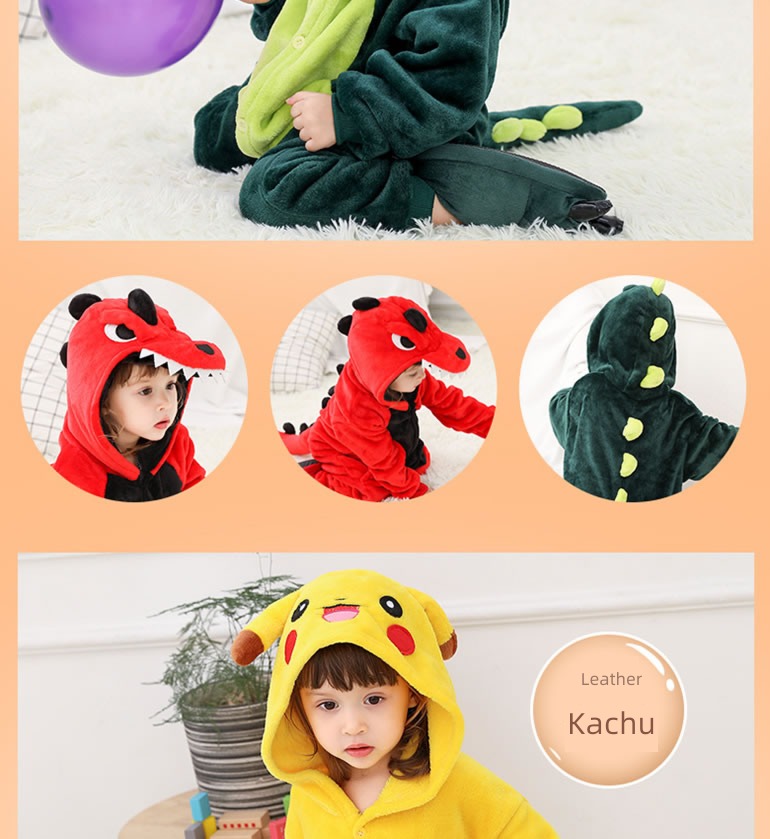 children Conjoined pajamas animal child Flannel Cartoon