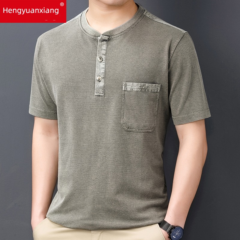 hyz  No collar Cotton With pocket Short sleeve T-shirt