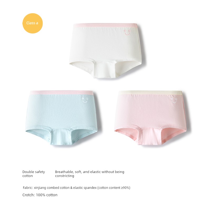 Balabala Girls' Underwear, Pure Cotton Children's Boxer Shorts, Toddler and Big Kids' Triangle A-Class Non-Binding Three-Pack — 2