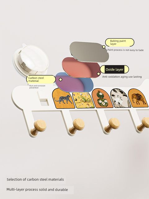 Suction cup door rear hook without punching, powerful load-bearing clothes hanger entrance door wall hook clothes storage rack