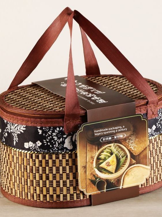 Bamboo Gift Box, Dragon Boat Festival Rice Dumplings, Bamboo Basket, Mid-Autumn Mooncakes, Eggs, Crabs, Foldable Gift Box