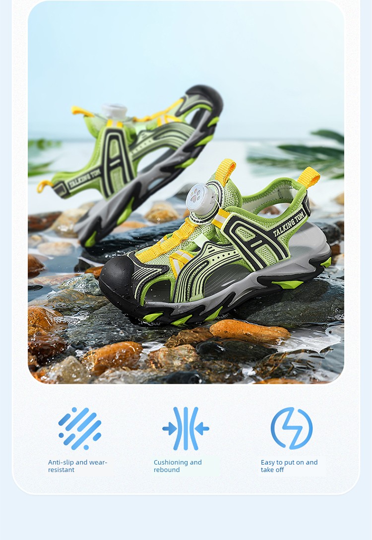 Tom Sports Sandals 2026 New Summer Children's Sandals Non-Slip Beach Shoes Boys Closed-Toe Lightweight for Older Children — 5