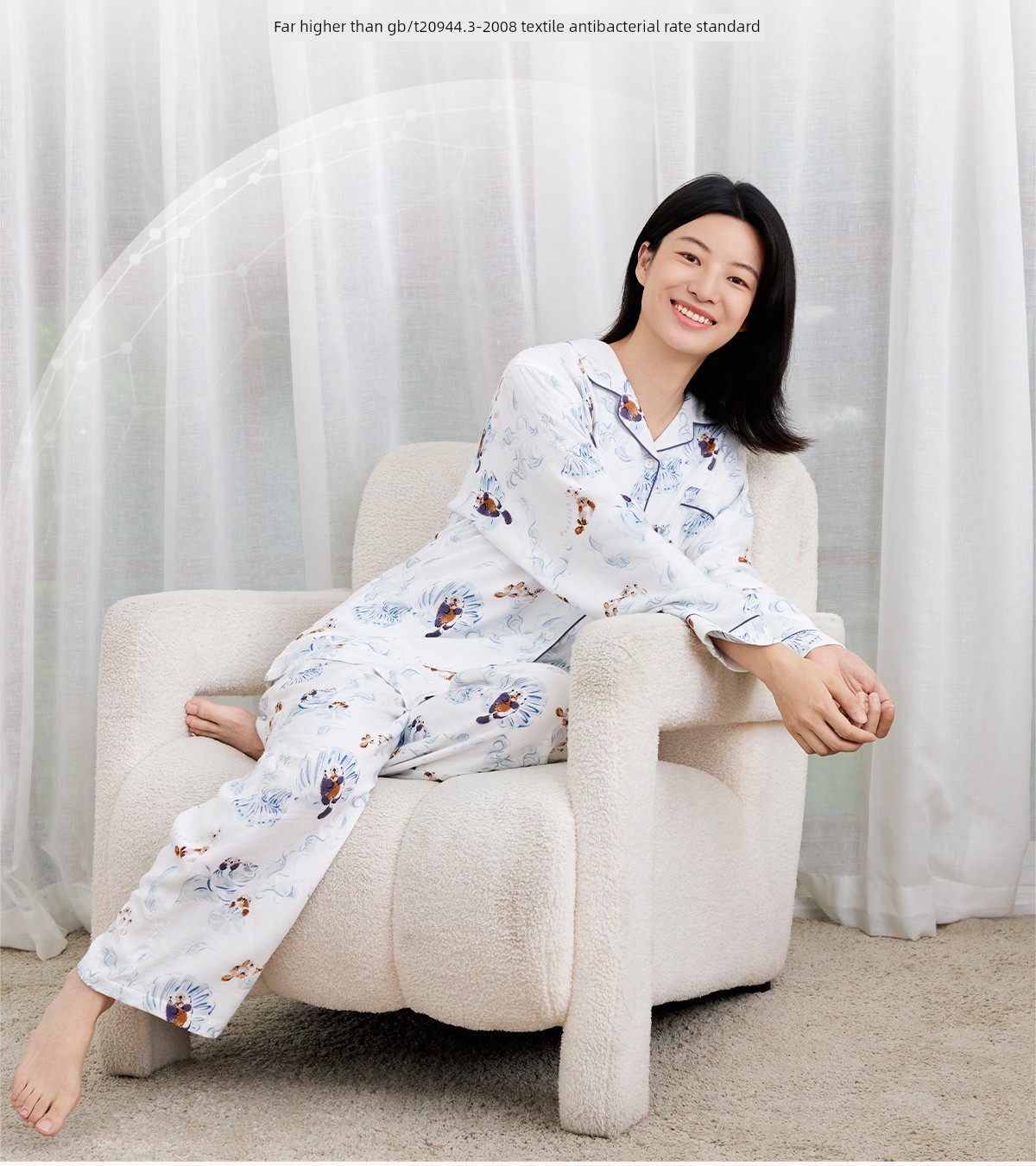 Cutelife Women's Bamboo Cotton Pajamas Suit Confinement Clothing — 18