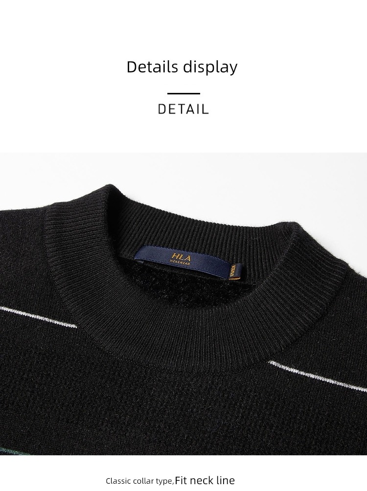 HLA Round neck Pinstripe soft Long sleeve Sweater