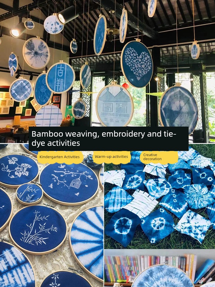 Intangible Cultural Heritage Tie-Dye Accessories Embroidery Display Stand Square Scarf Children's Activity DIY Material Kit Tools Student Handmade Crafts