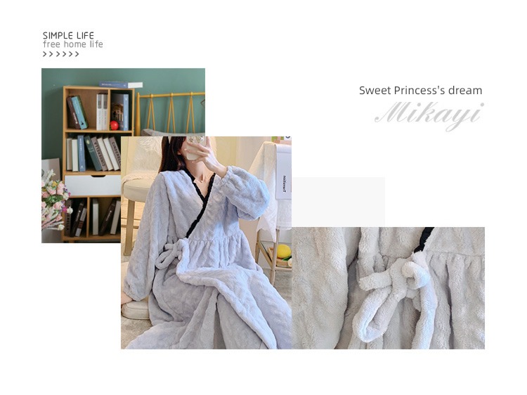thickening Coral velvet ma'am Loose money pregnant woman robe
