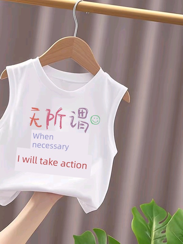 It's Okay, I'Ll Get Spanked When Necessary. Summer Colorful Pure Cotton Children's Vest, Cute Sleeveless T-Shirt for Older Kids — 2