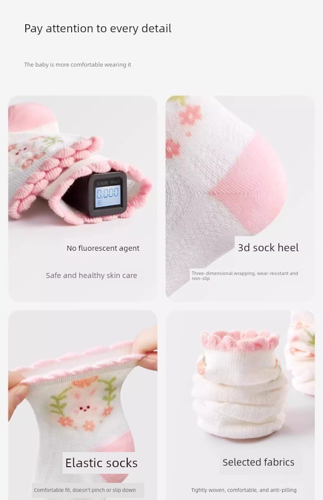 Children's Socks for Girls, Spring and Summer Thin Style, Pure Cotton Mesh Socks for Baby Girls, Princess Lace Mid-Tube Summer Thin Socks — 21