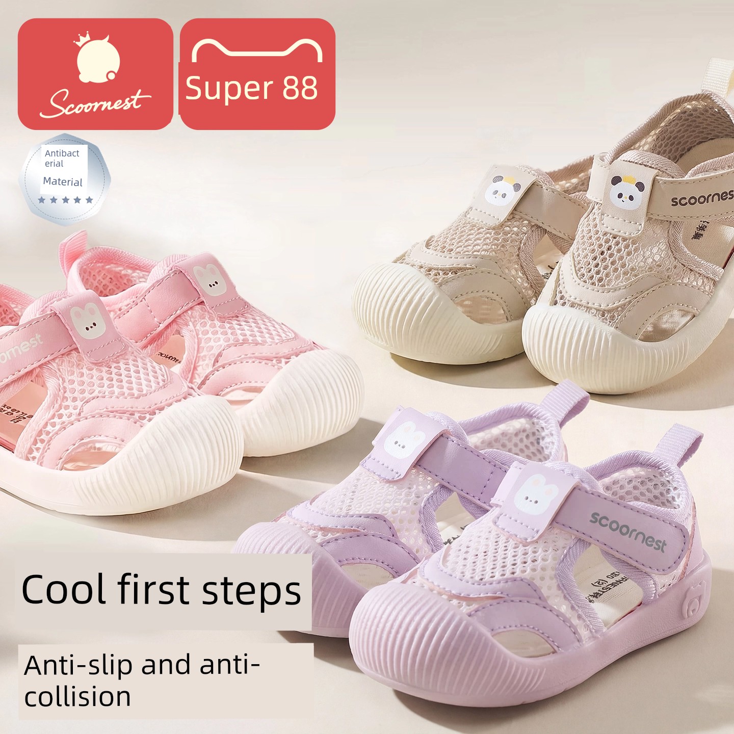 Kechao Kidsren's Baby Toddler Shoes Spring and Summer Functional Shoes for Boys and Girls with Soft Soles Indoor Baby Breathable Mesh Anti-Slip Shoes