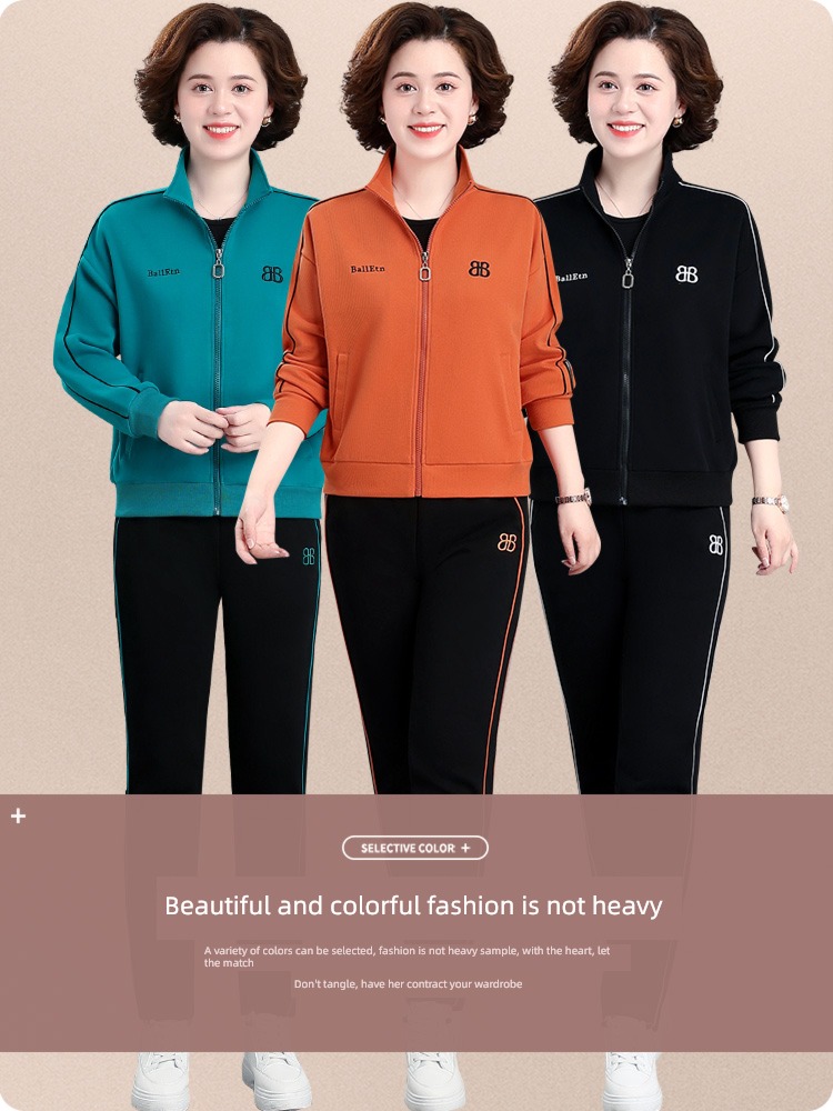 loose coat female middle age mom Autumn clothes leisure time Athletic Wear