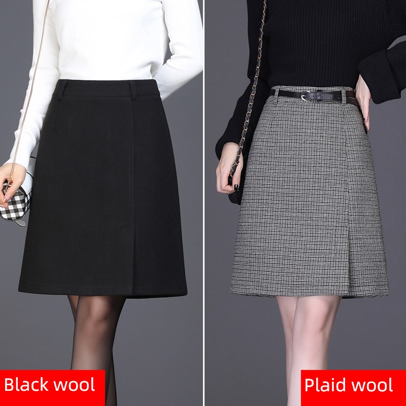occupation female Autumn and winter Fat mm   A word Wool skirt