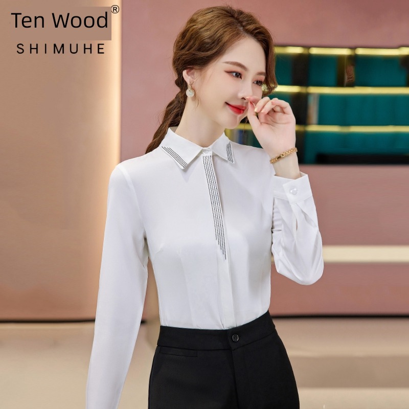 Long sleeve Autumn and winter temperament hotel manager white shirt