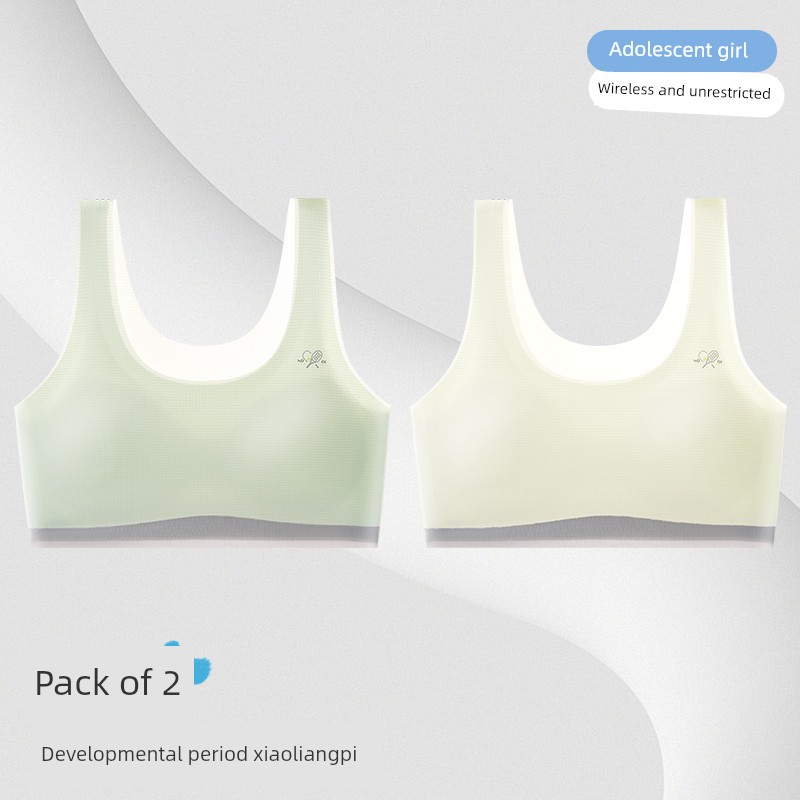 Nanjiren Fixed-Cup Girls' Underwear for Development Period, Student Bras for 8-16 Years Old Adolescent Girls, Breathable Small Vest — 2