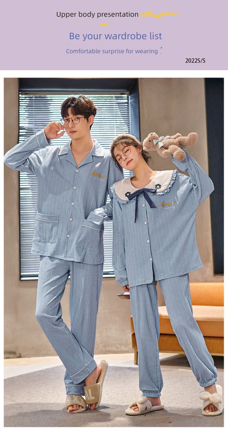 Spring and Autumn pure cotton Han Fan Cartoon female lovers pajamas