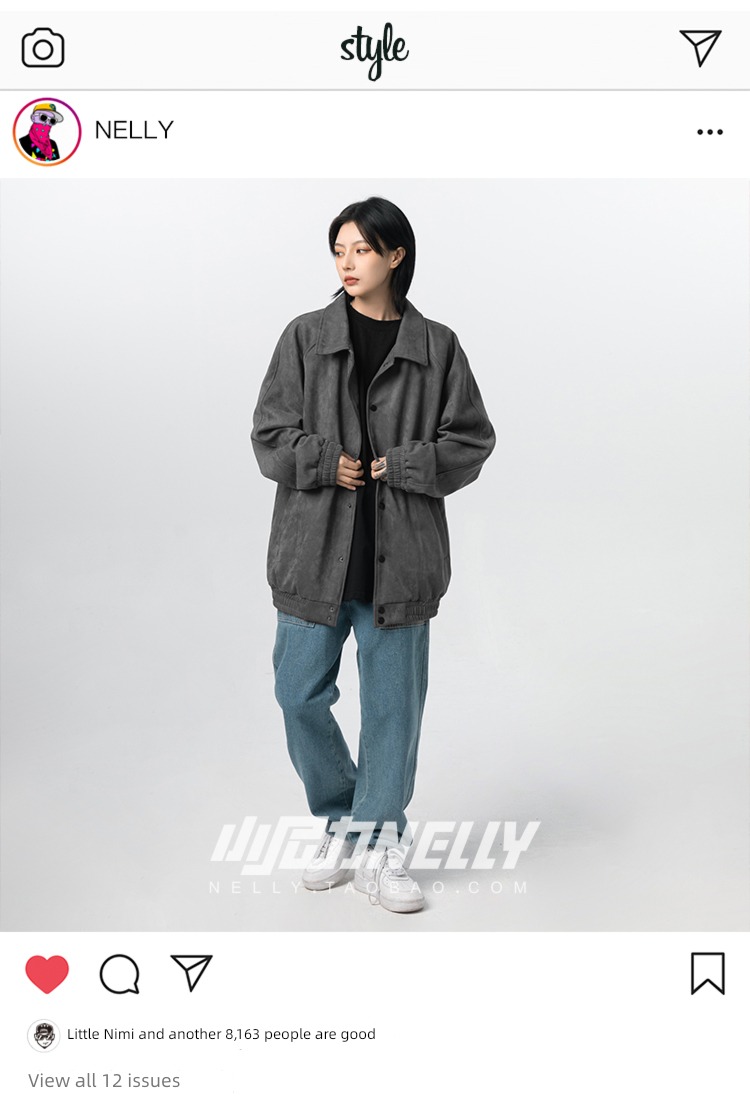 Filature Autumn and winter Button easy BF wind Bomb Street Suede