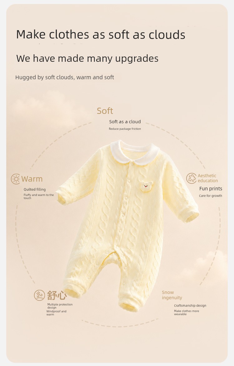 Balabala Children's Clothing Newborn Baby Clothes Full-Month Baby Jumpsuit Infant Romper Bodysuit Autumn and Winter Outfit — 6
