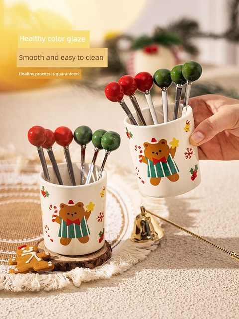 Modern Housewife Animal Party Fruit Fork Set Stainless Steel Fruit Sign Household High-end Children's Fork Storage Can