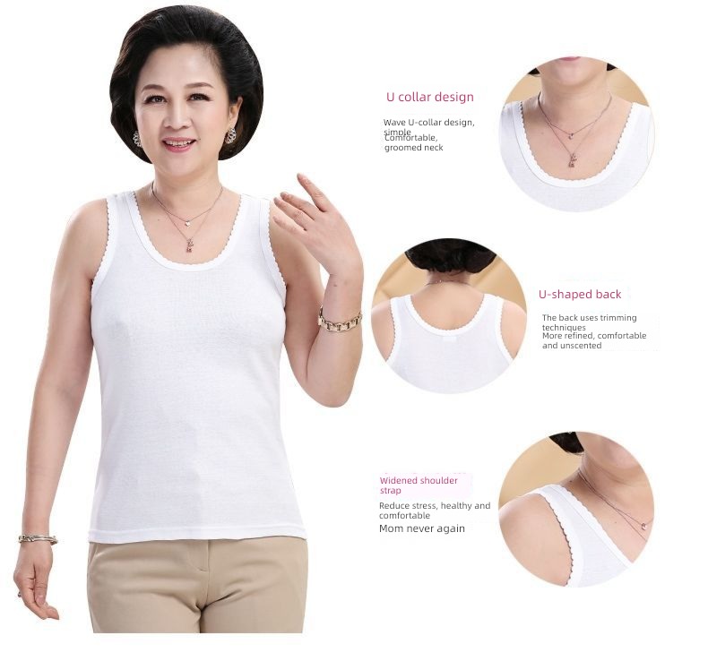 Middle aged and old people mom Sleeveless Summer style pure cotton vest