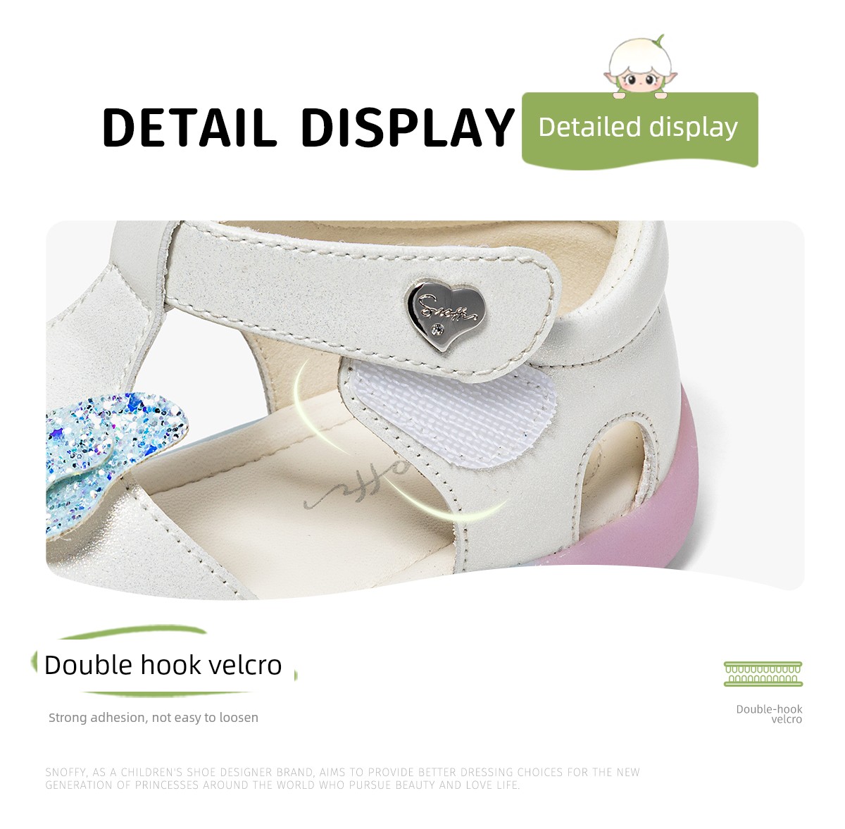 Flashing Light Shoes | Snuffy Girls' Sandals Summer New Style Children's Soft Sole Non-Slip Princess Baby Closed-Toe Sandals — 13