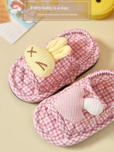 Children's Cloth Cotton Slippers Toddler Little Girl 1-2-3 Years Old Non Slip Soft Bottom Home Shoes Baby Slippers