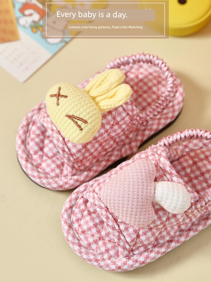 Children's Cloth Cotton Slippers Toddler Little Girl 1-2-3 Years Old Non Slip Soft Bottom Home Shoes Baby Slippers