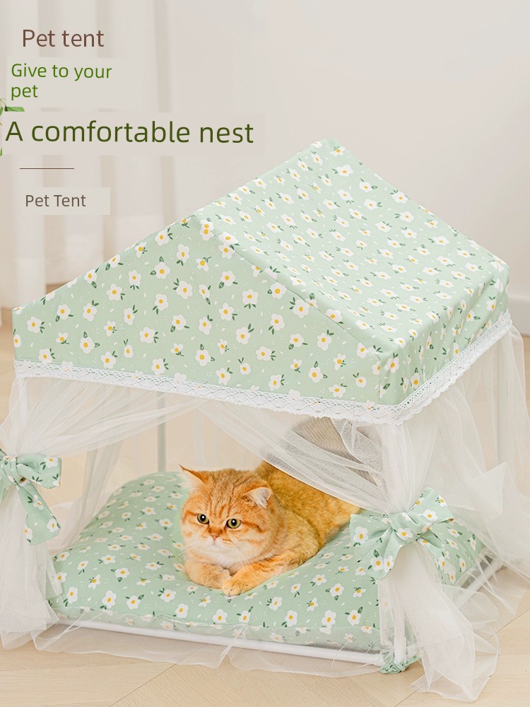 貓咪秘密基地碎花帳篷窩保暖四季通用寵物狗窩封閉式呵護毛孩的舒適空間
