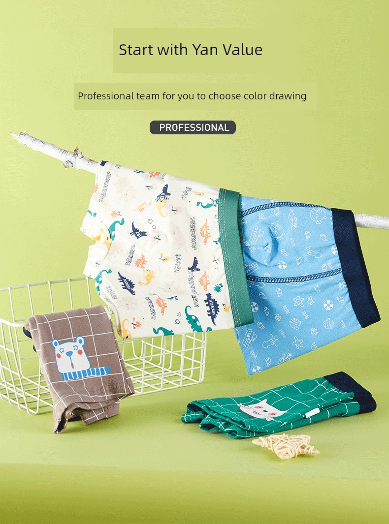 Children's Cotton Boxer Briefs for Boys, Kids' Shorts, Boys' Underwear, Toddler Boys' Four-Corner Briefs, Class A, Thin — 3
