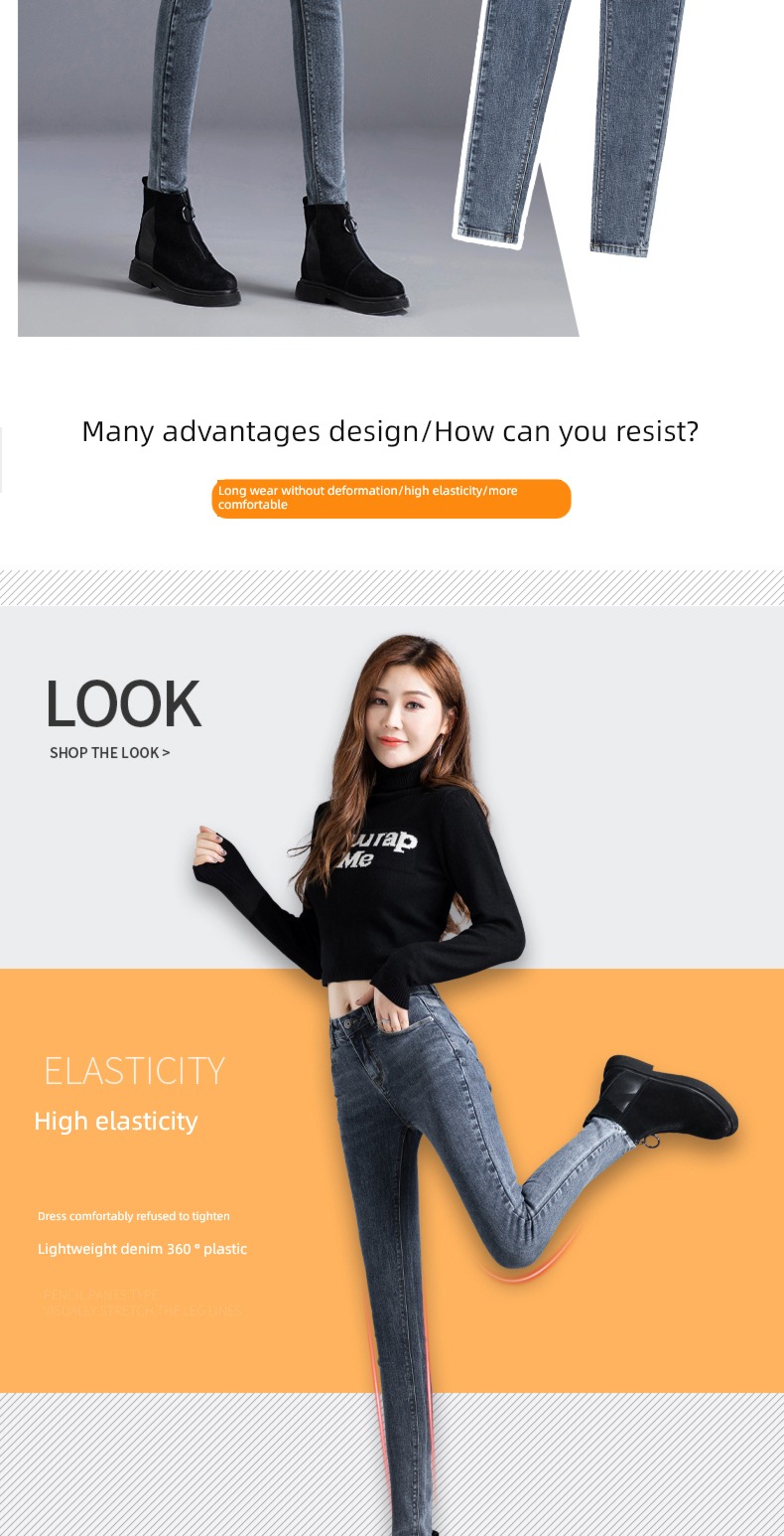 thickening 2022 winter High waist keep warm Jeans
