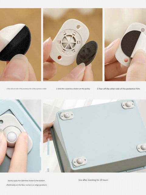 Japanese stickable universal wheel caster storage box storage box trash can bottom small wheel ball pulley