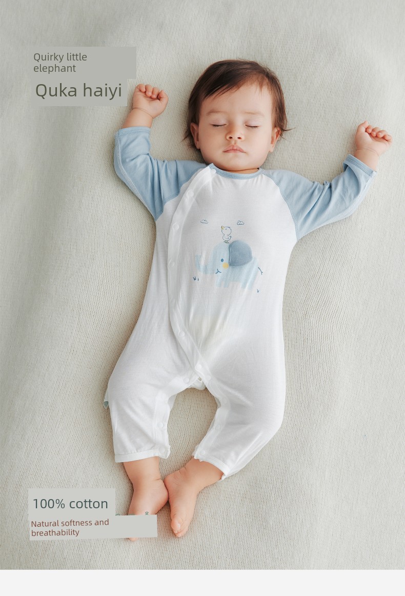 Tony Bear Baby Romper Spring and Autumn Long-Sleeve Elephant Design Air-Conditioning Clothing Pure Cotton Elephant Ear Outfit — 7