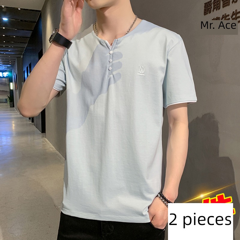 man Korean version V-neck Undershirt personality Short sleeve T-shirt