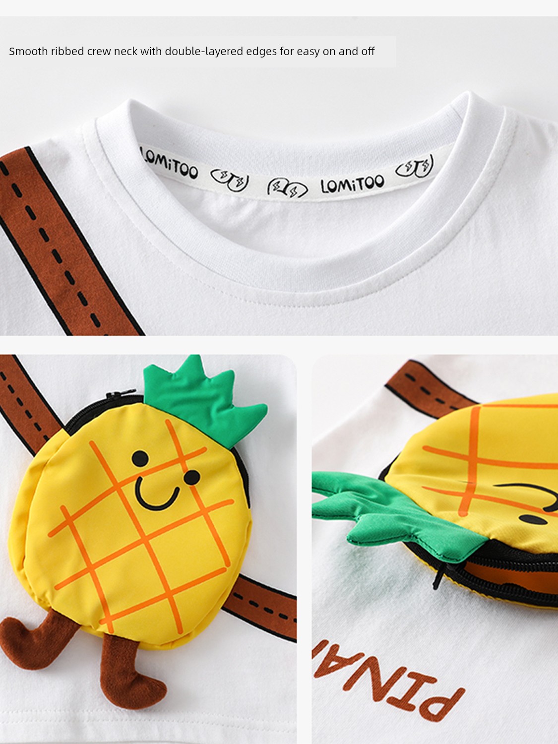 Girl Short Sleeve T-Shirt Pure Cotton Summer Boy Baby Clothes Watermelon Fruit Cute Pocket Kids Tops Children's Clothing — 4