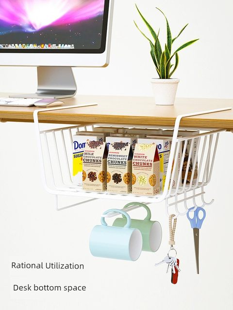 Kitchen storage rack cabinet under hanger dormitory snack storage wardrobe layered rack household hanging under table hanging basket