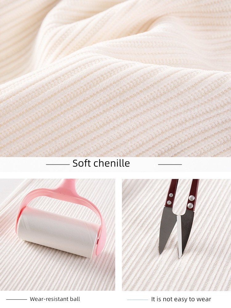 chenille  Autumn and winter High waist Plush white Wide leg pants