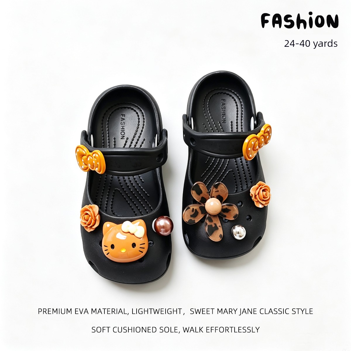 Mary Jane Children's Clogs for Girls, Cat-Themed Parent-Child Slippers, Kids' Summer Ballet Outdoor Shoes, Girls' Baby Beach Shoes — 5