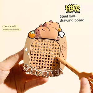 Magnetic Steel Ball Drawing Board Capybara Cartoon Keychain Capybara Pendant Couple Backpack Small Pendant Stress Relief