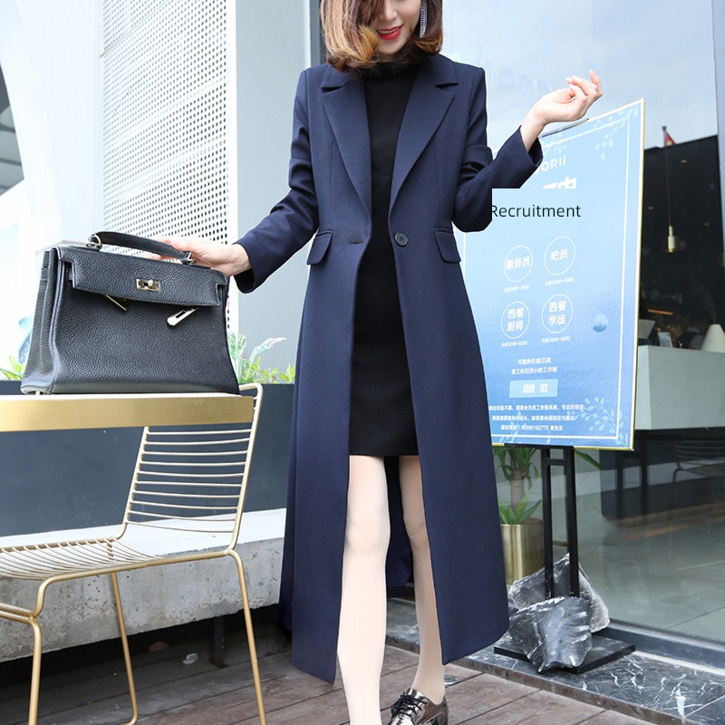 Windbreaker Medium and long term loose coat spring and autumn Self-cultivation Close your waist man 's suit