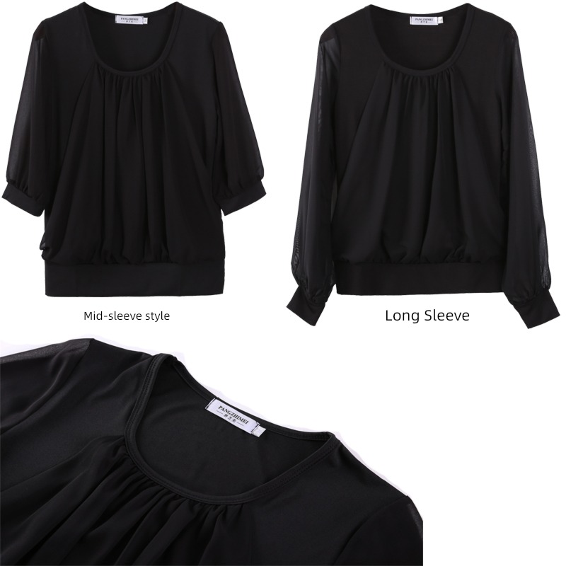 Spring and Autumn Plus obesity mm easy Long sleeve Chiffon shirt