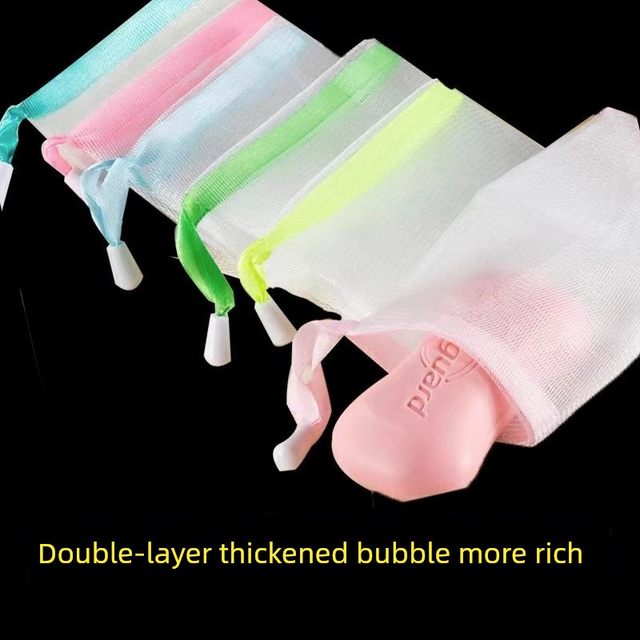 Thickened colorful ribbon facial cleanser handmade soap bubble net soap bag soap net storage face wash bath soap net bag