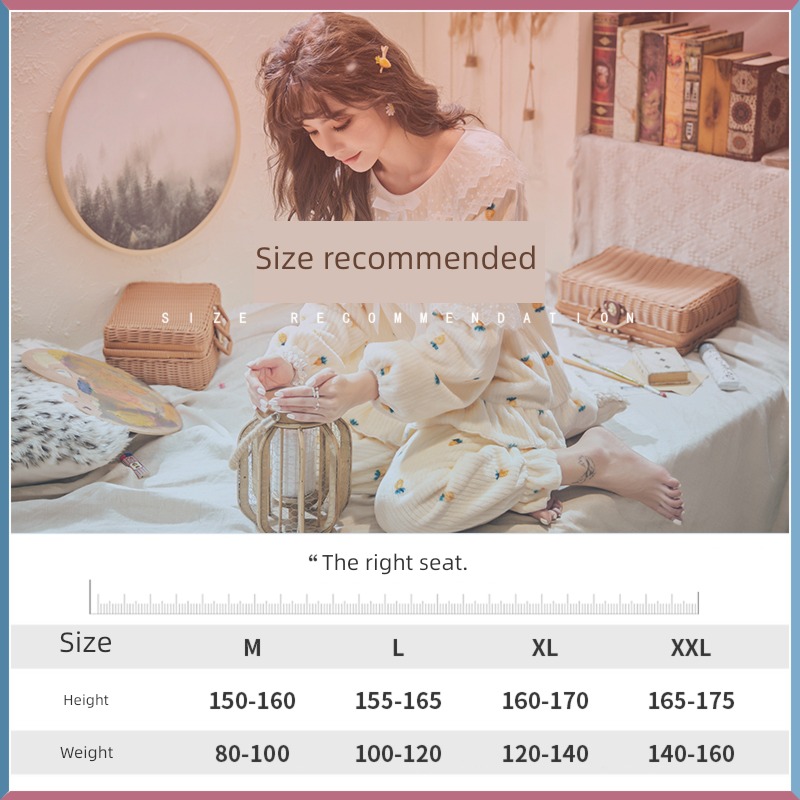 female winter thickening keep warm Flannel Princess style pajamas