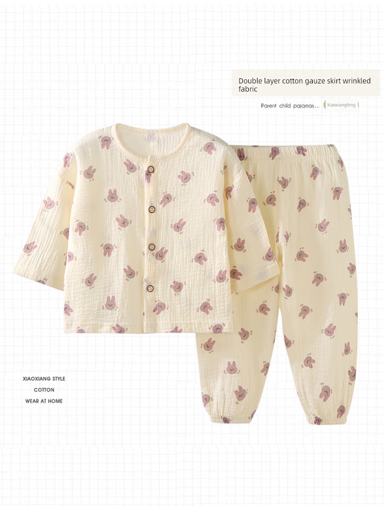 Children's Home Wear 2025 Spring and Autumn New Style Class a Pure Cotton Set for Boys and Girls, Long-Sleeve Long-Pants Pajamas, Air-Conditioning Clothing — 4