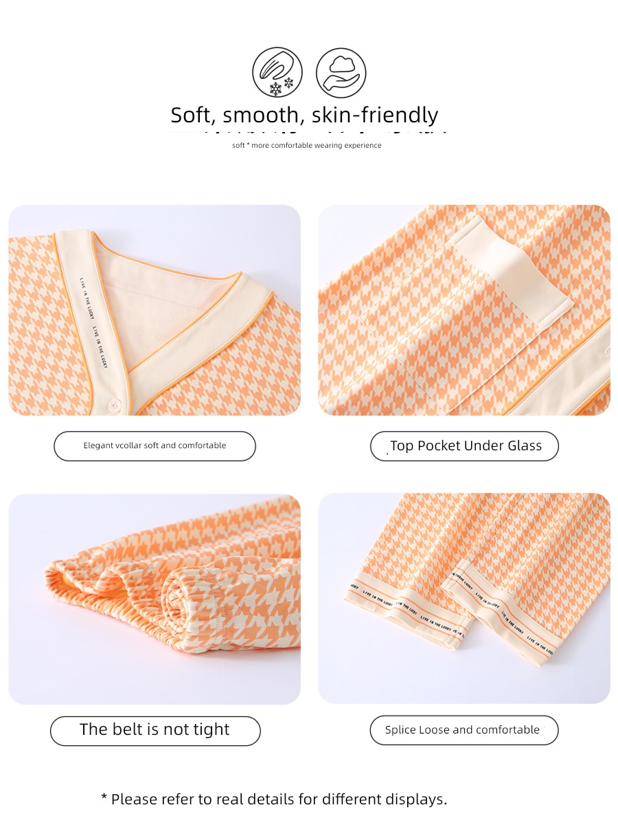 MiiOW  pure cotton Net red wind houndstooth  Long sleeve pajamas