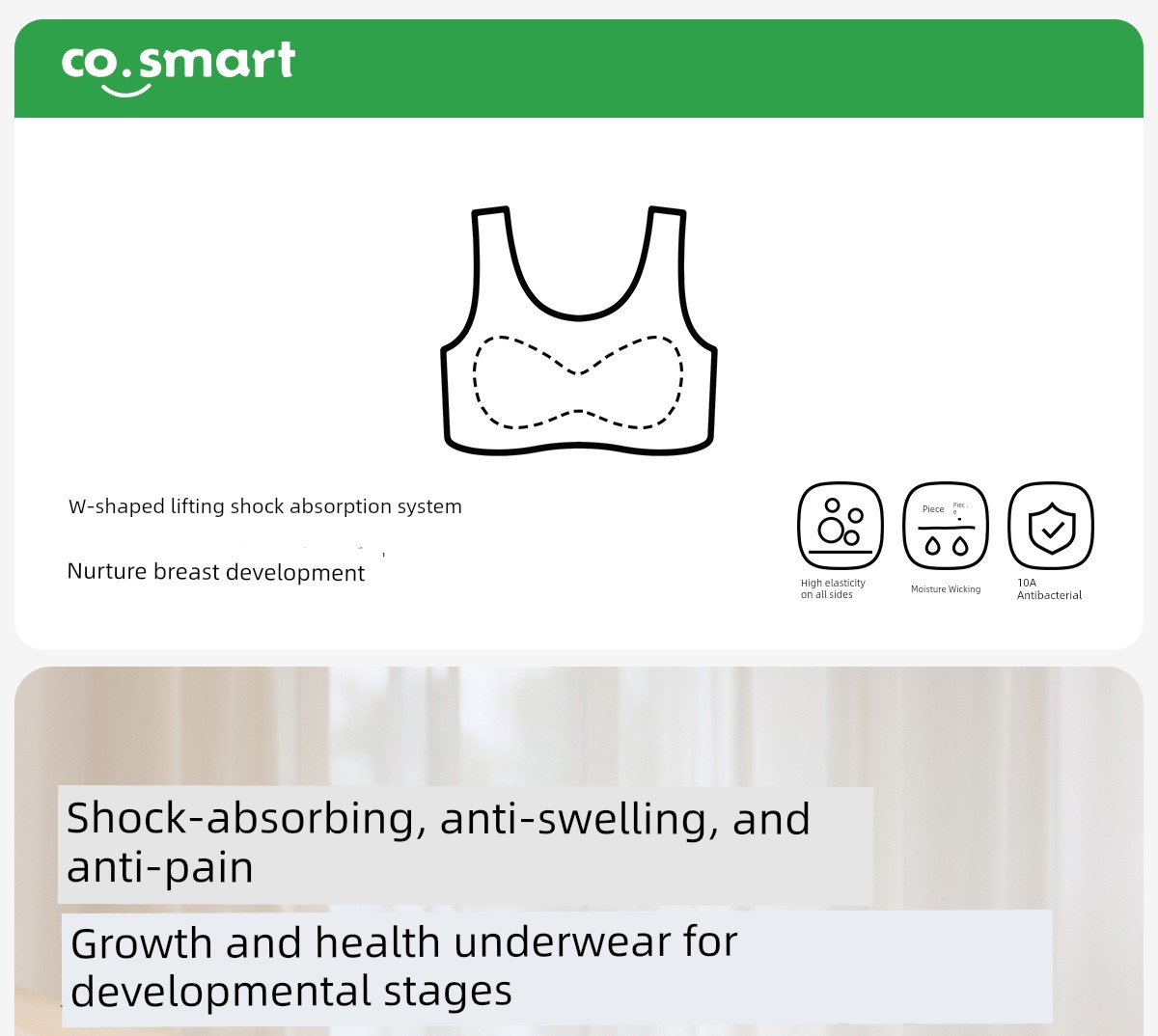 Coco Smart Girls' Bras for Junior High School Youth Development Period, Teenage High School Sports Bras — 1